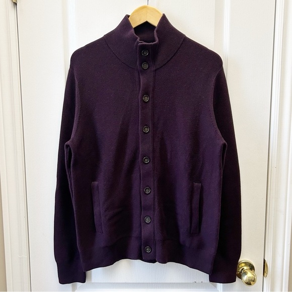 Banana Republic Men's Cotton Cardigan Sweater Jacket Maroon Size Medium NEW - Picture 4 of 15